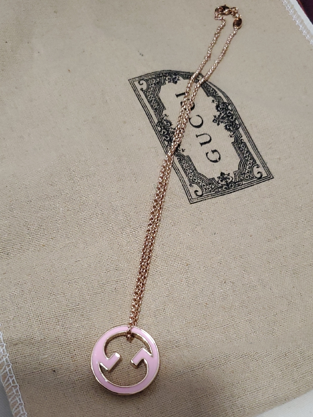 be inspired Rose Gold Chain Necklace with Pink Enamel Pendant